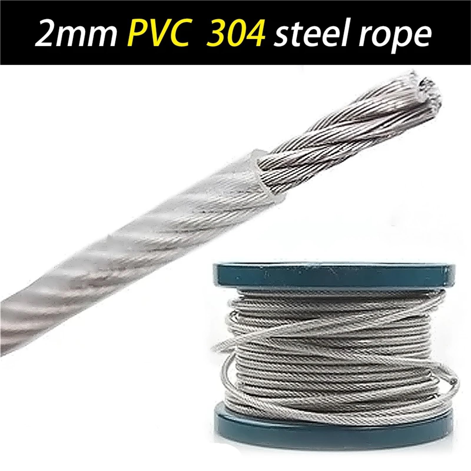 Transparente PVC-beschichtete Stahldrahtseile 7X7 Struktur Flexibles weiches Kabel Hängendes Seil Angelschnur(50.0M)