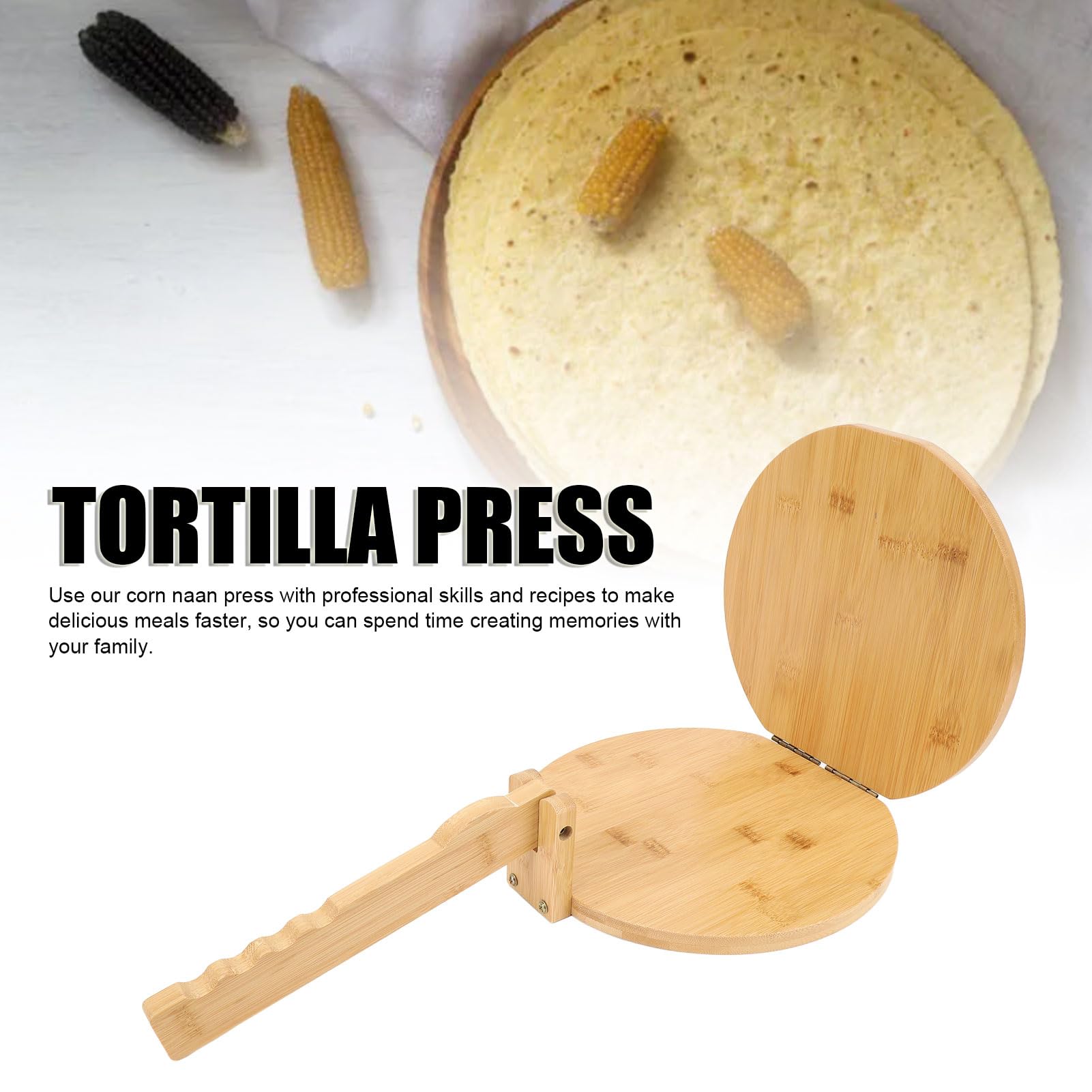 Pressa per Tortilla in Legno con 50 Fogli di Carta Pergamena, Strumento da per Tortilla Messicane Fatte in Casa