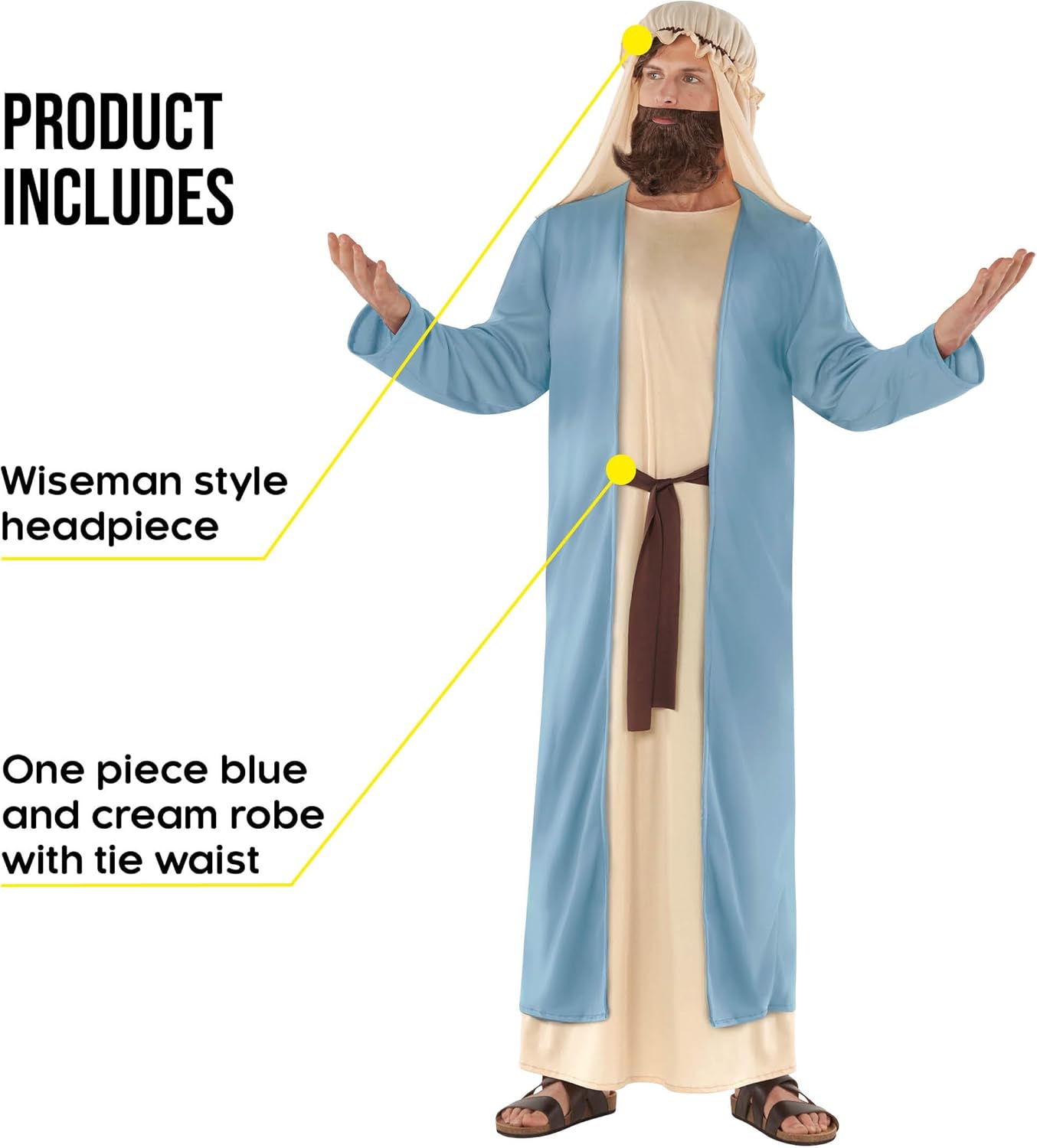 Morph Joseph Costume Adult, Jesus Costume, Shepherd Costumes, Wise Man Outfit, Wiseman Outfit,Nativity Costumes For Adults - Image 2