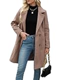 Women Winter Wool Blend Camel Mid-Long Coat Notch Double-Breasted Lapel Jacket Outwear