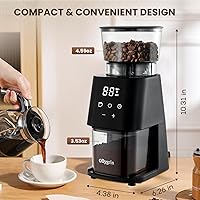 Vista 7 de Molinillo de café cónico con panel táctil, molinillo de granos de café ajustable con 30 ajustes de molienda, 2-12 tazas para expreso, café de prensa