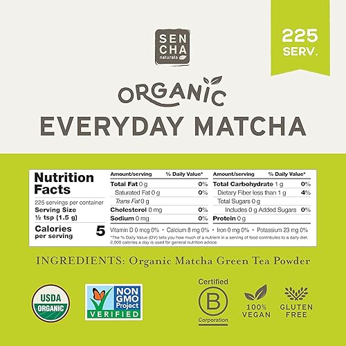 Miniatura 3 de Sencha Eveyrday Natural USDA Orgánico Té Verde Matcha en Polvo Rico Antioxidante Revitalizante Cuerpo Helathy Producto 100% Dieta Vegana - 12 oz