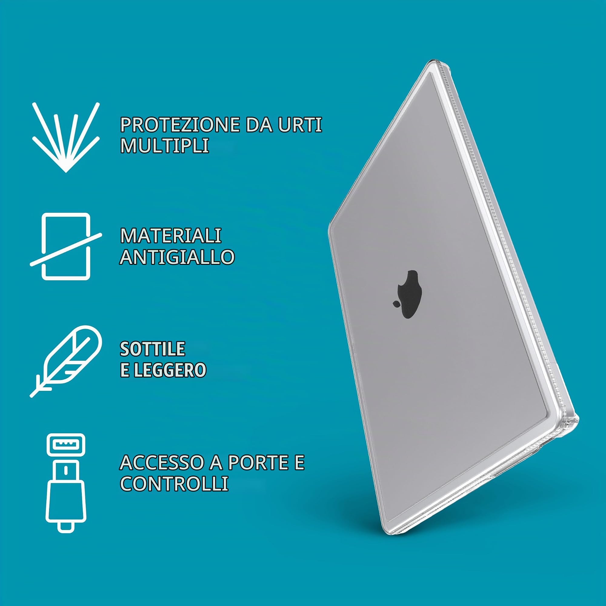 Tech21 Evo - Custodia rigida per MacBook Pro 14" (2021-2023), trasparente