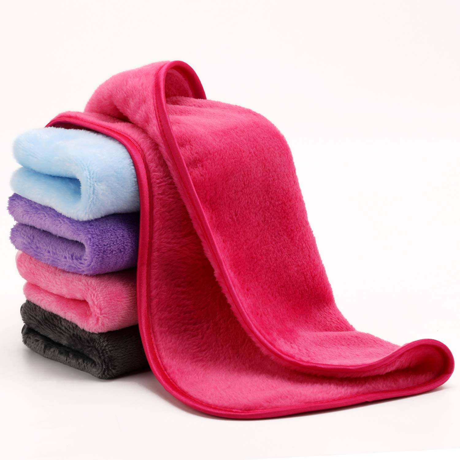 Makeup Remover Cloth (5-Pack),Reusable Microfiber Face Cleansing Towel, Super Soft And Absorbent Makeup Erase For Eye Makeup Remove Face Cleaning Wipe, Safe For All Skin