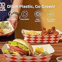 Vista 4 de Fit Meal Prep Paquete de 125 bandejas de papel de 5 libras para alimentos desechables de alta resistencia, barcos de alimentos desechables