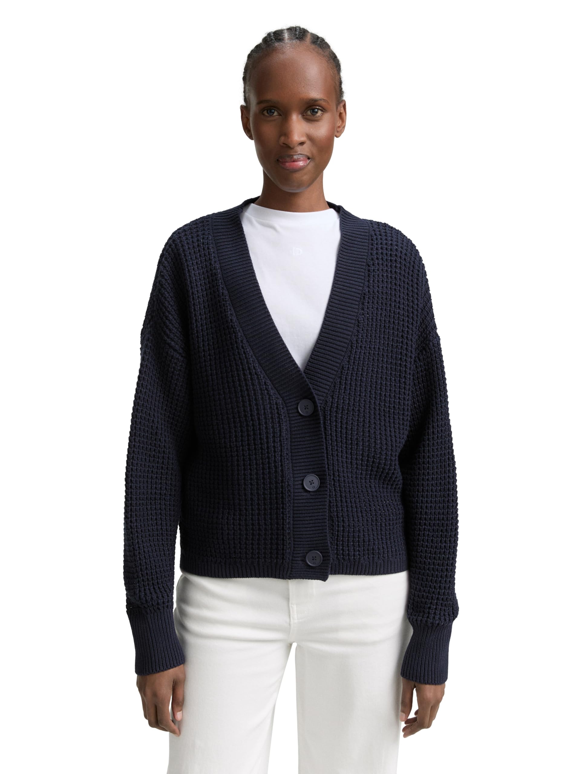 Tom Tailor Denim Damen 1048516 Cardigan mit Knopfleiste