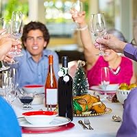 Vista 6 de LUOZZY 18 mini bufanda de muñeca de Papá Noel, bufanda de punto para botella de vino, suministros de fiesta de Navidad (verde blanco, 0.4 x 9.1 in)