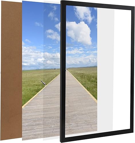 Miniatura 8 de Aynoo Portarretratos de 18 x 24 pulgadas, color negro, juego de 1 portarretratos de 18 x 24 pulgadas, hecho de madera, marcos de fotos negros de