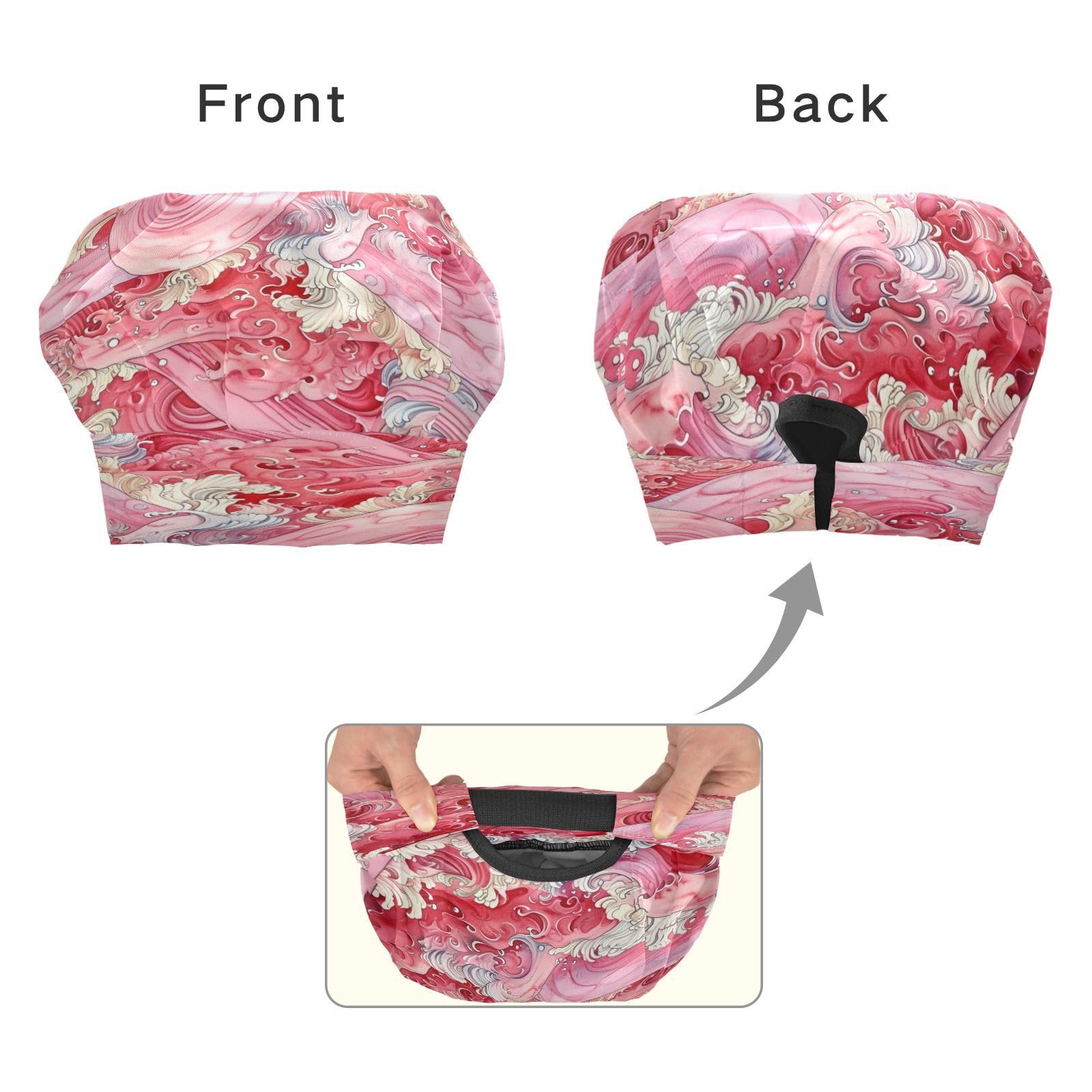 Bulletgxll Pink Wave Kids Apron and Chef Hat Set Adjustable Bib Aprons with Pockets for Cooking Baking Painting