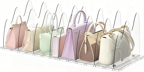 ANTOWIN Paquete de 2 organizadores transparentes para armario, divisor de estantes ajustables, separadores de bolsos, organizador de almacenamiento,