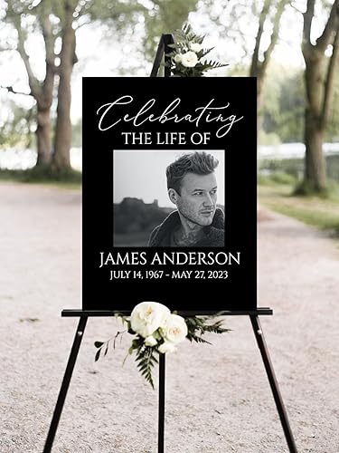 Miniatura 1 de Letrero fúnebre, letrero de bienvenida funeraria, programa funerario, decoración de celebración de la vida, letrero conmemorativo, decoraciones