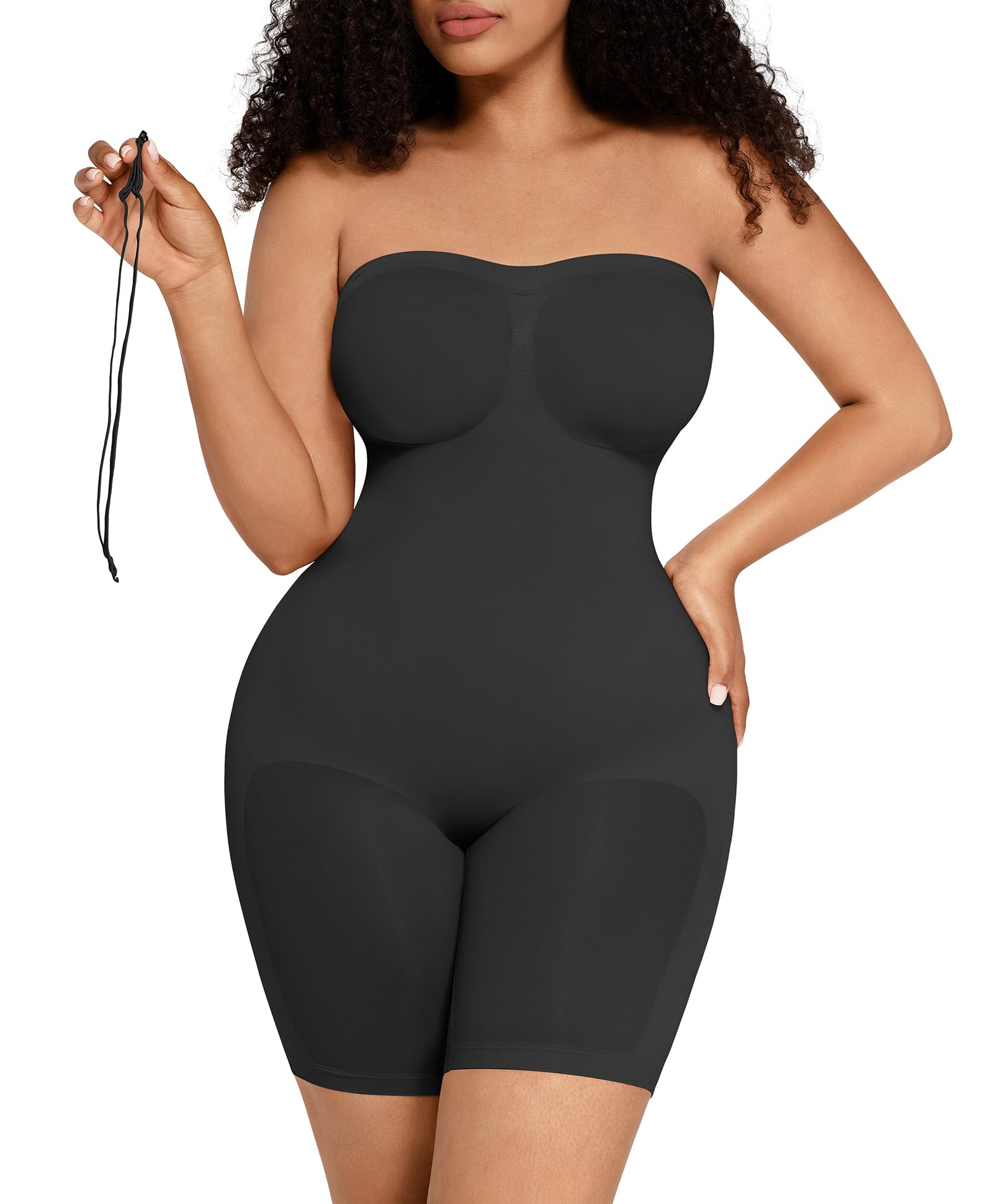 Strapless Bodysuit for Women Tummy Control Shapewear Wedding Dress Body Shaper with Removable Straps