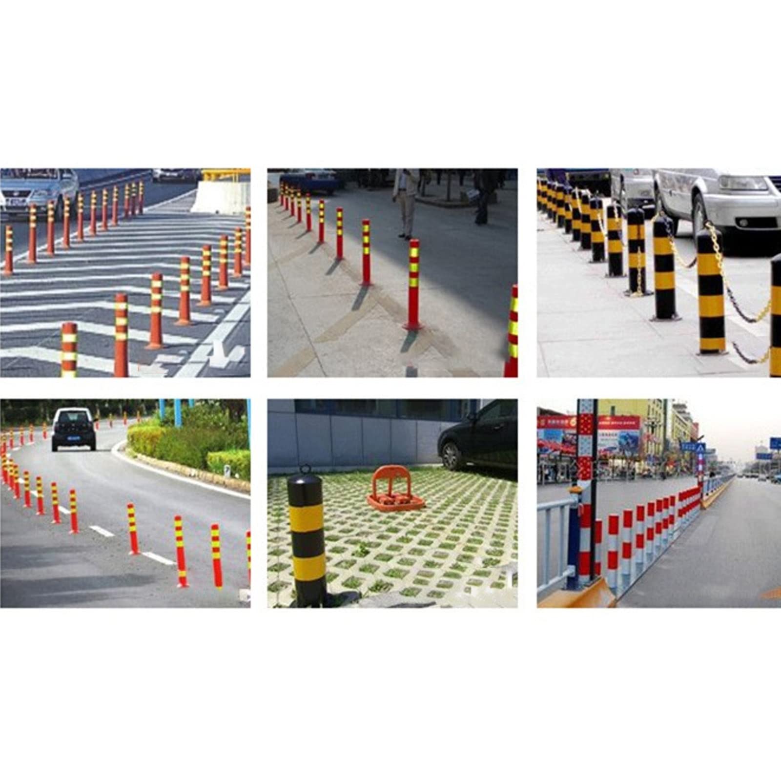 Poteau de Parking Barrière de Signalisation en Plastique Flexible avec Bandes Réfléchissantes