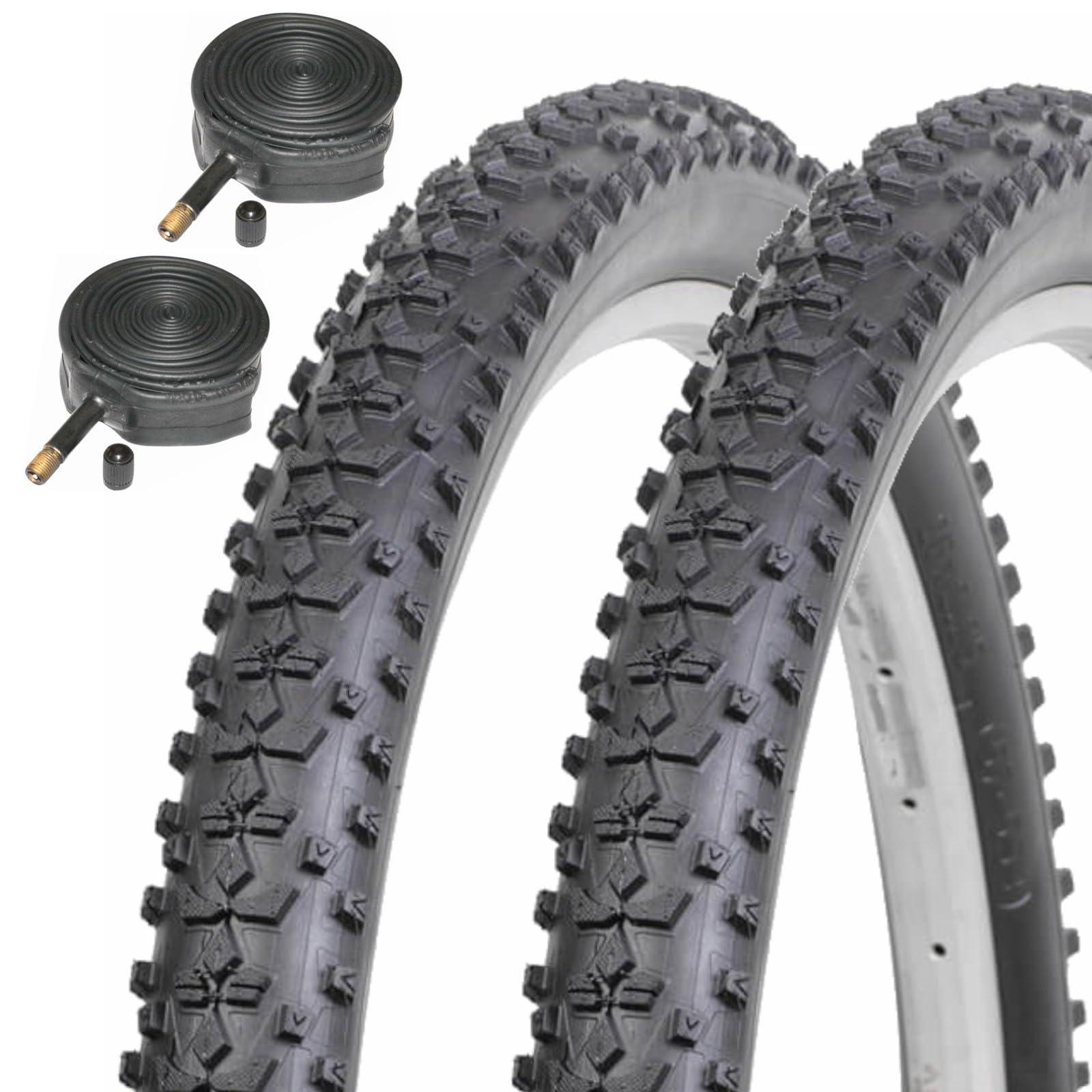 Uproar 27.5" x 2.25" Mountain Knobbly Bike Tyres with Schrader Inner Tubes (Pair)