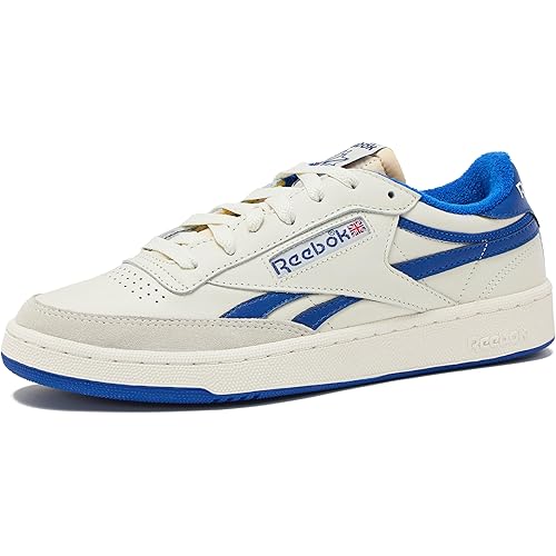 Reebok Club C Revenge Vintage Sneakers for Men - Casual Tennis Mens Shoes, Chalk/Collegiate Royal/Excellent Red, 15