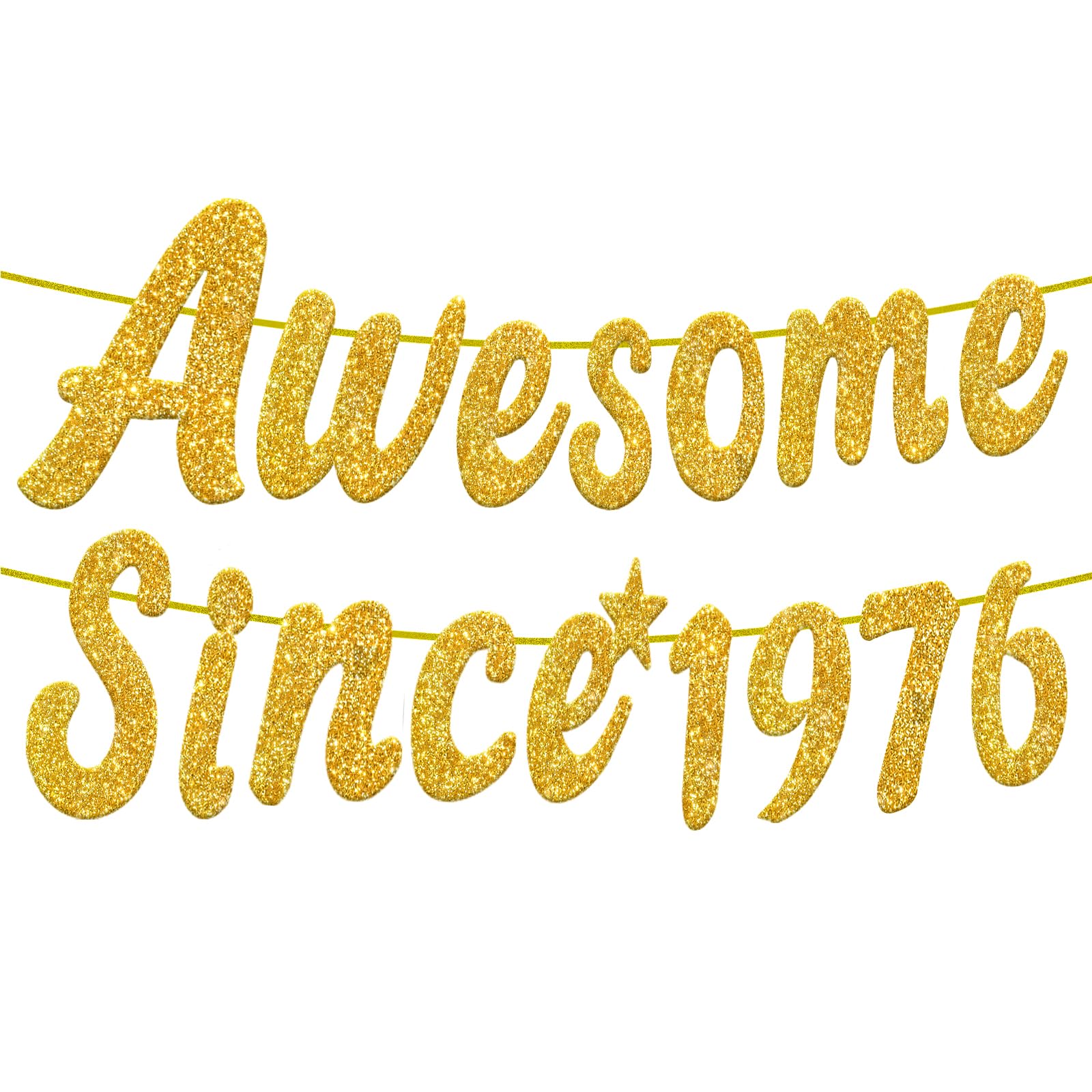 Embravfire Awesome Since 1976 Gold Glitter Banner 50th Birthday and Anniversary Banner Party Decorations Birthday Banner (1976) — image 1