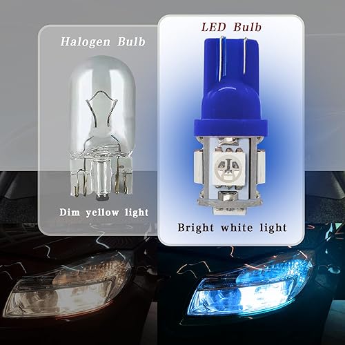 Miniatura 4 de RBOKO 10 bombillas LED de 194 de 6000 K cuña T10 bombillas LED 5SMD 5050 chips, 168 T10 2825 5SMD DC 12V bombillas de repuesto para cúpula de