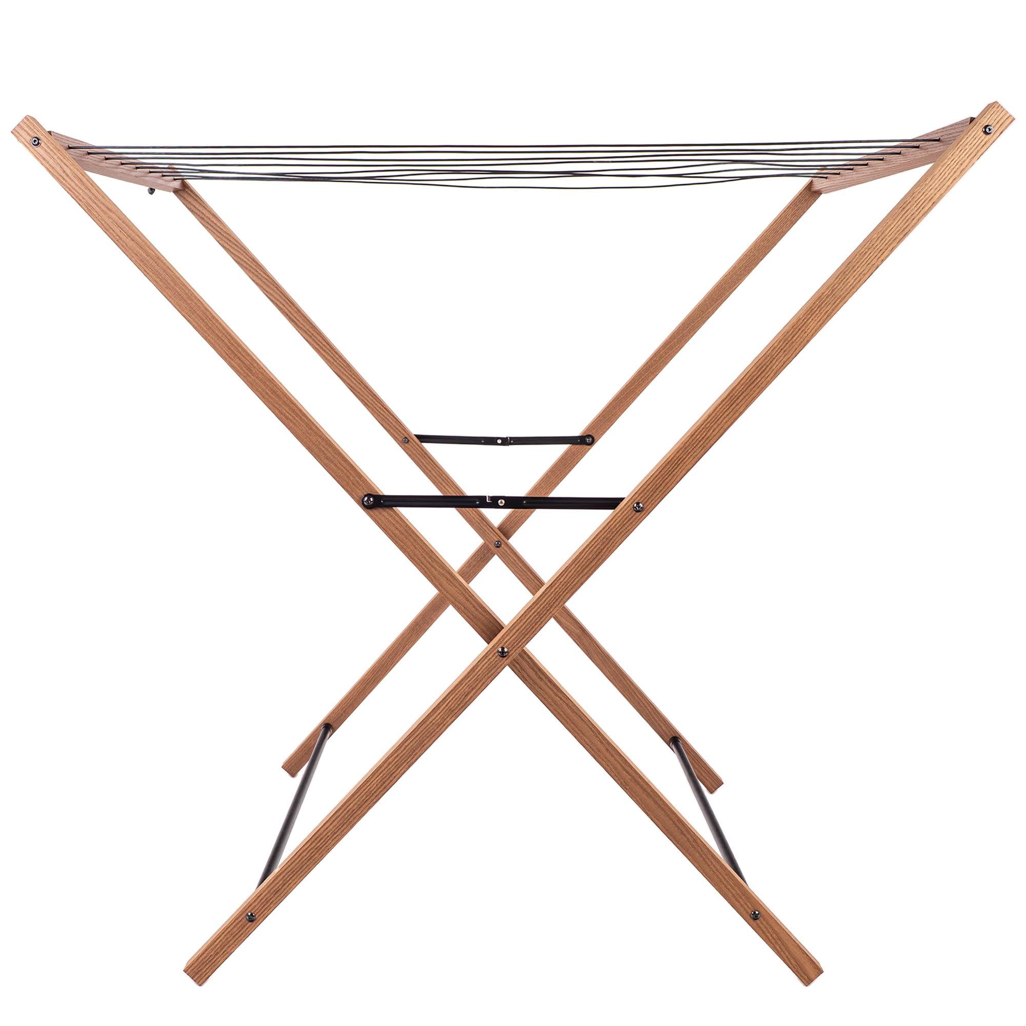 KADAX Wäscheständer aus Holz, 7m² Trockenfläche, 96 x 89 cm, Stabiler Standtrockner zum platzsparenden Trocknen von Kleidung, Handtüchern & Bettwäsche, klappbarer Wäschetrockner