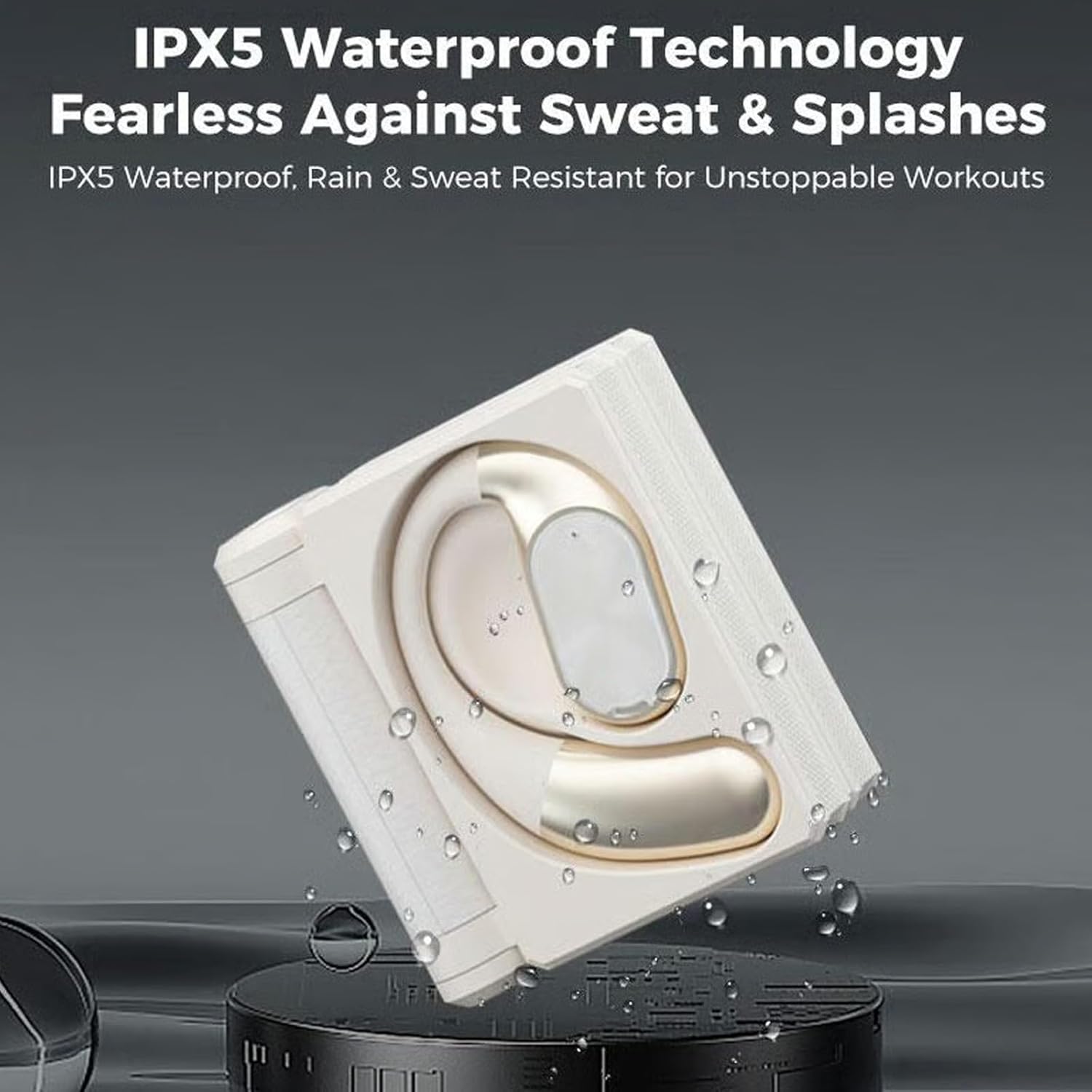 Headphones Bluetooth with Dual-Fold Design, Wireless Bluetooth Ear Buds with Non-in-Ear Comfortable Wear, Open Ear Sport Headphones with IPX5 Waterproof for Daily Use (Black)