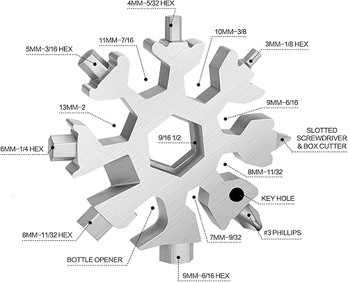 Miniatura 6 de Multiherramienta de copo de nieve 18 en 1 y llavero 8 en 1, regalos de Navidad, múltiples herramientas para papá de hija e hijo, regalos para