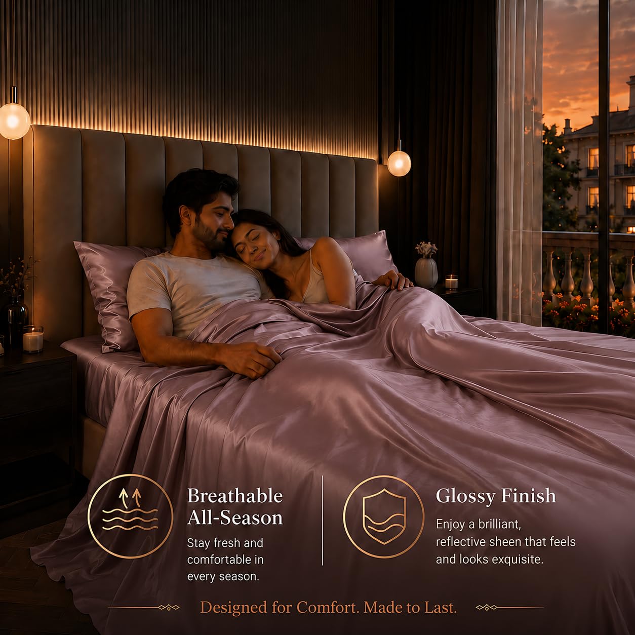 Cloth Fusion Flat Satin Bedsheet Double Size 90x100 inch 4
