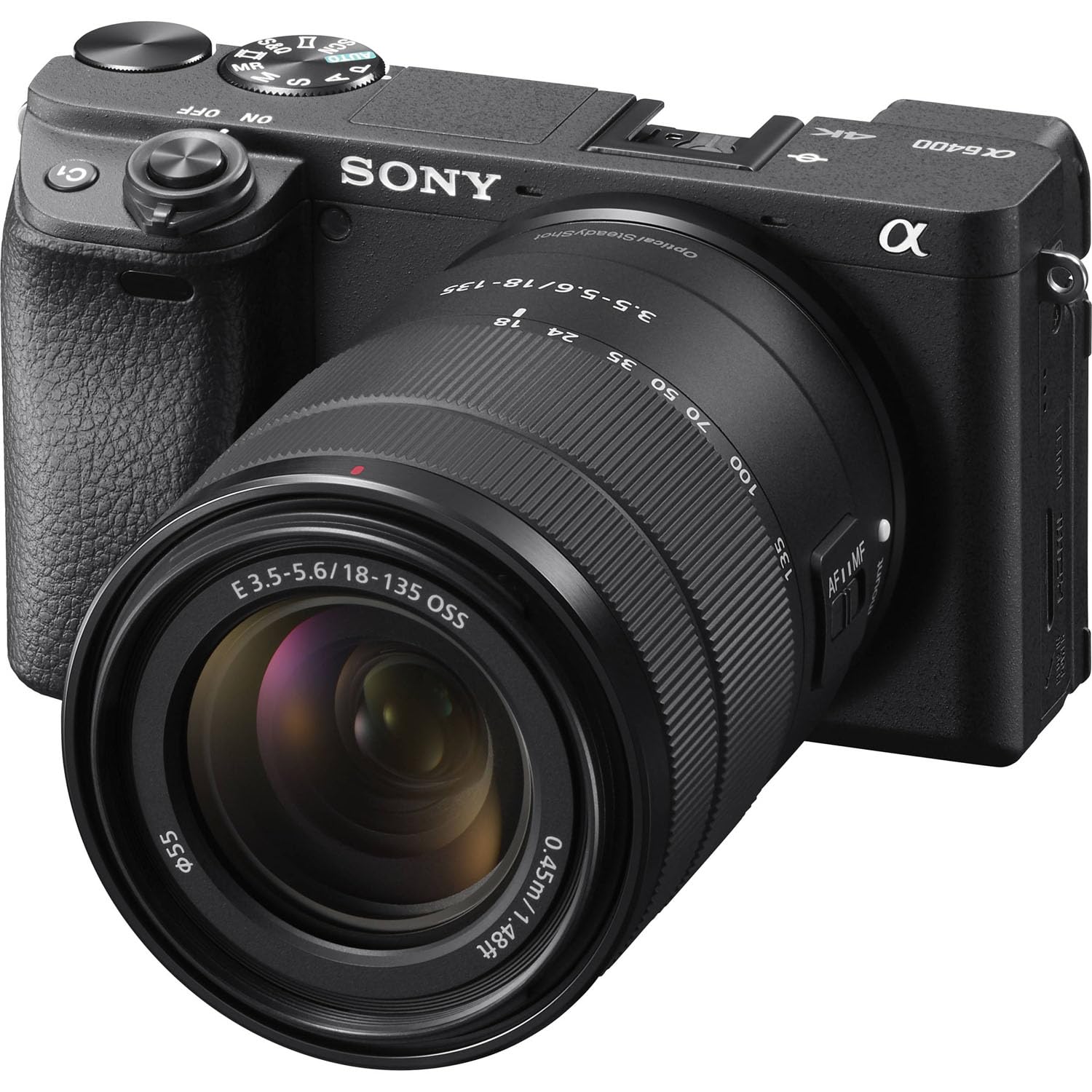Sony a6400 Mirrorless Camera with Sony E 18-135mm f/3.5-5.6 OSS Lens and 420-800mm f/8.3 HD Telephoto Zoom Lens + 2PC 64 GB Memory + Case + Monopod + Extra Battery + More (36pc Bundle) (Renewed)