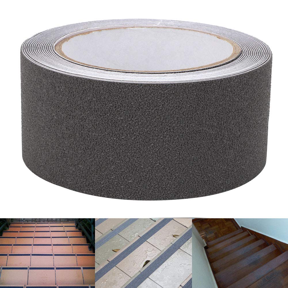 Leapiture 2in Width Stairs Anti Slip Strip 5m Anti Slip Decking Strips PEVA Non Skid Tape Stair Treads Tape for Floor Stair(Gray)