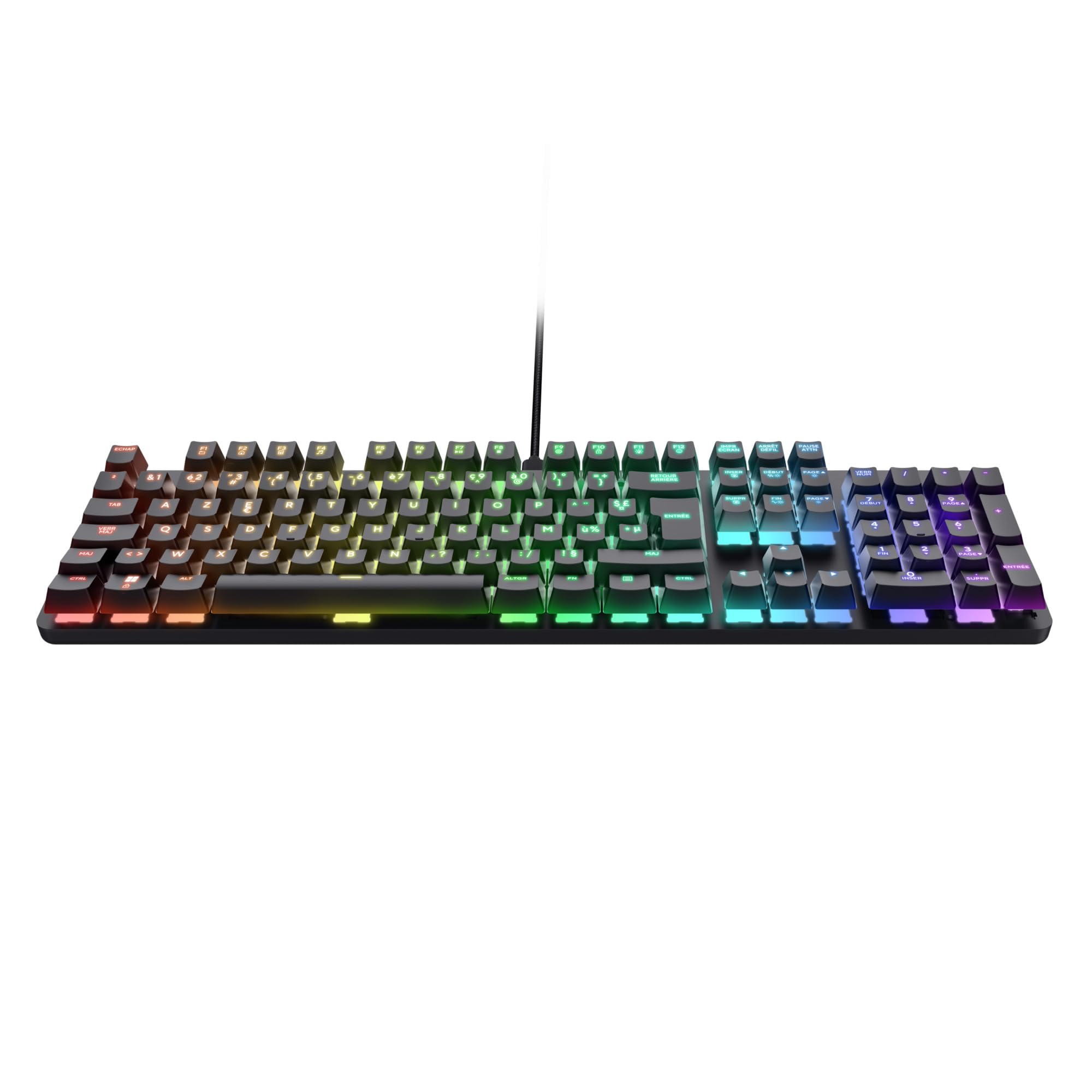 GXTrust Zora Clavier Mécanique Française AZERTY avec Éclairage RGB, Noir | Commutateurs Huano Linéaires, Anti-Ghosting N-Key Rollover, Clavier Gamer Filaire Programmable PC, Laptop