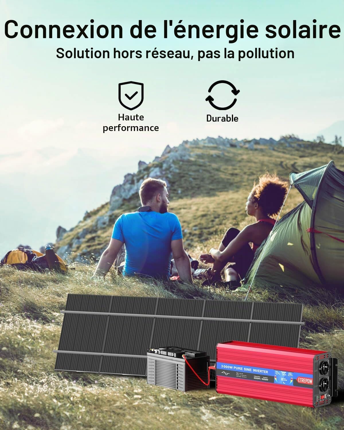 3000W/6000W Convertisseur 12V 230V Pur Sinus Onduleur à Onde Sinusoïdale Pure Transformateur avec Télécommande & Double AC Prises de Courant pour RV Voiture de Camion
