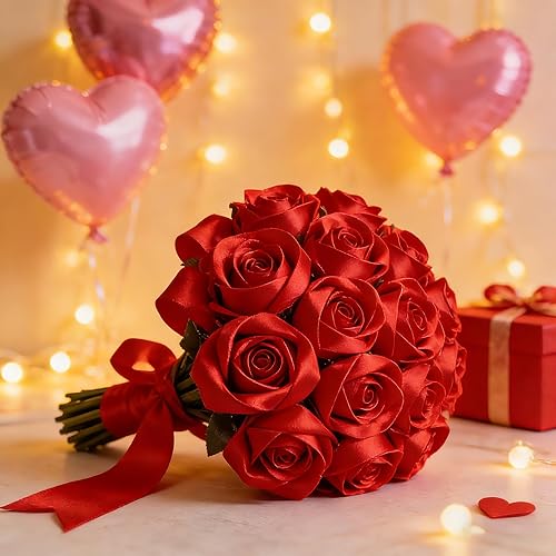 Vista 4 de TONIFUL 100 yardas de cinta roja de 1-1/2 pulgadas de satén para envolver regalos, envolver ramos, hacer flores eternas, fajín para silla de boda