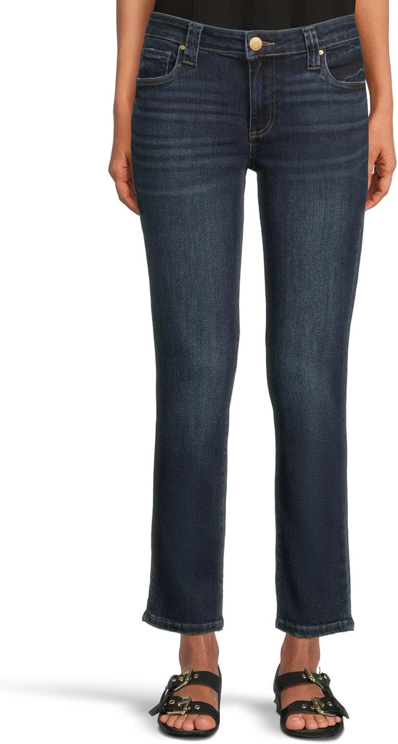 KUT from the Kloth Women's Petite Stevie Mid Rise Straight Leg 5 Pkt