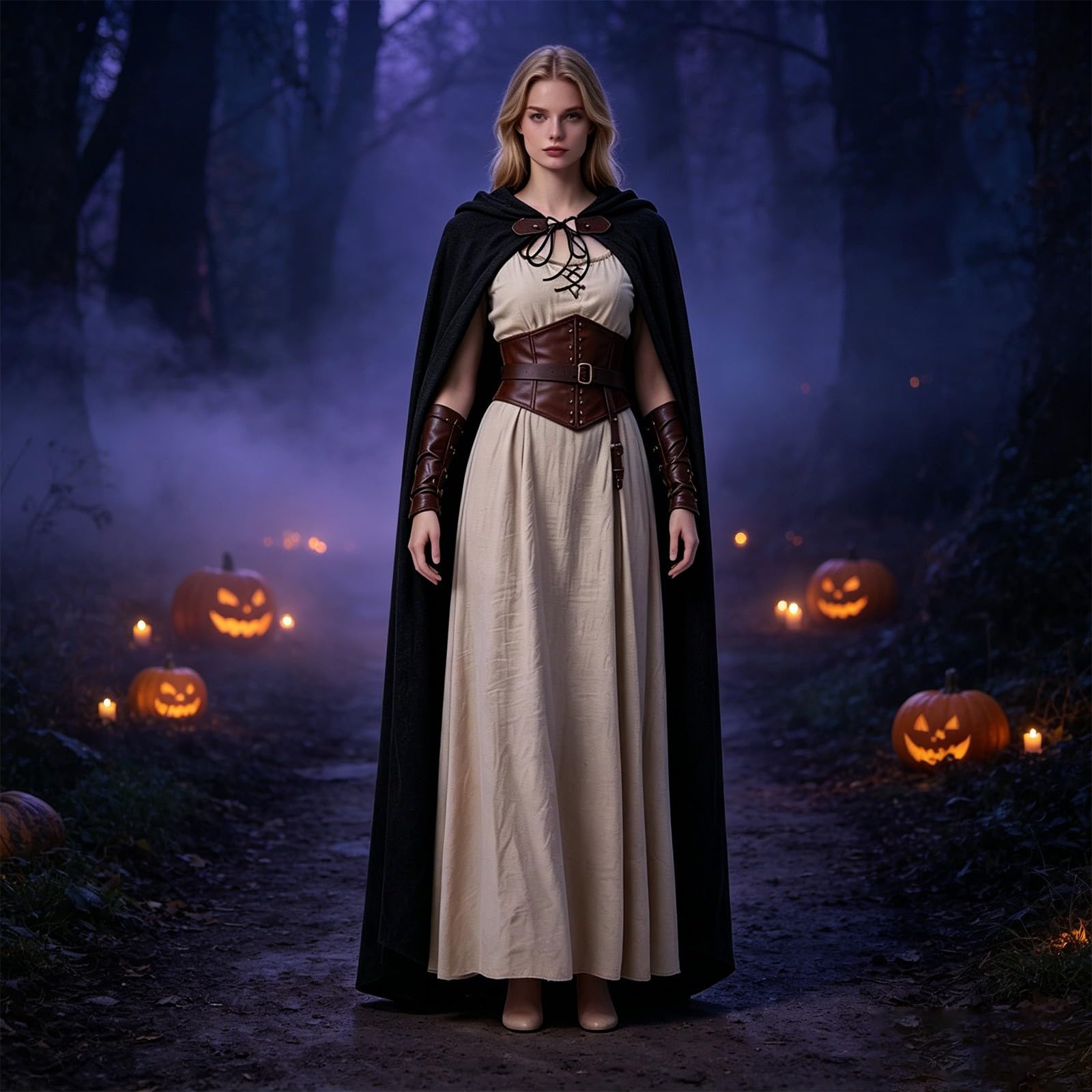 Cape Médiévale Lin Vintage Cosplay Mage Elfe