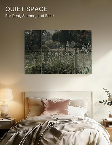 Vista 6 de Paneles acústicos de arte para pared, paneles de pared insonorizados de 47 x 31 pulgadas, paquete de 8 con 50 pestañas adhesivas extraíbles seguras