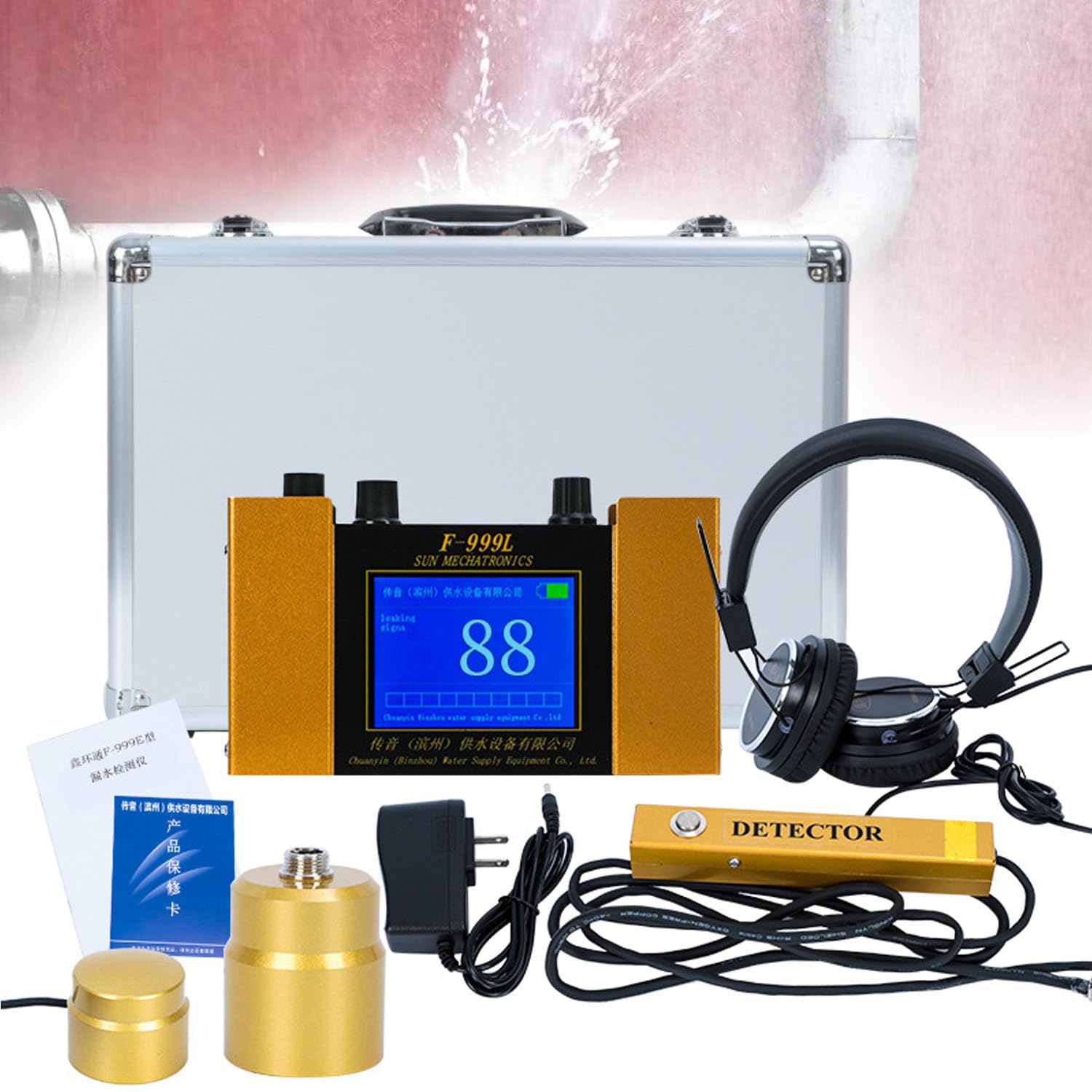 Detector de Fugas de Agua, Equipo Detector de Fugas de Agua en tuberías, con Pantalla LCD, Auriculares, para calefacción por Suelo Radiante, tuberías de Agua, protección contra Incendios