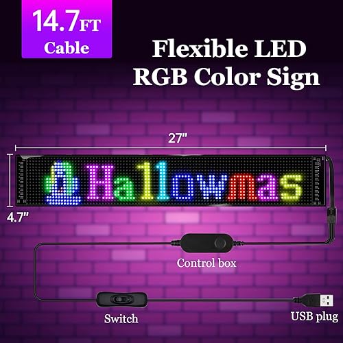 Vista 8 de GOTUS Señal LED para automóvil, letrero LED programable de desplazamiento, aplicación Bluetooth, animaciones de diseño de bricolaje, texto