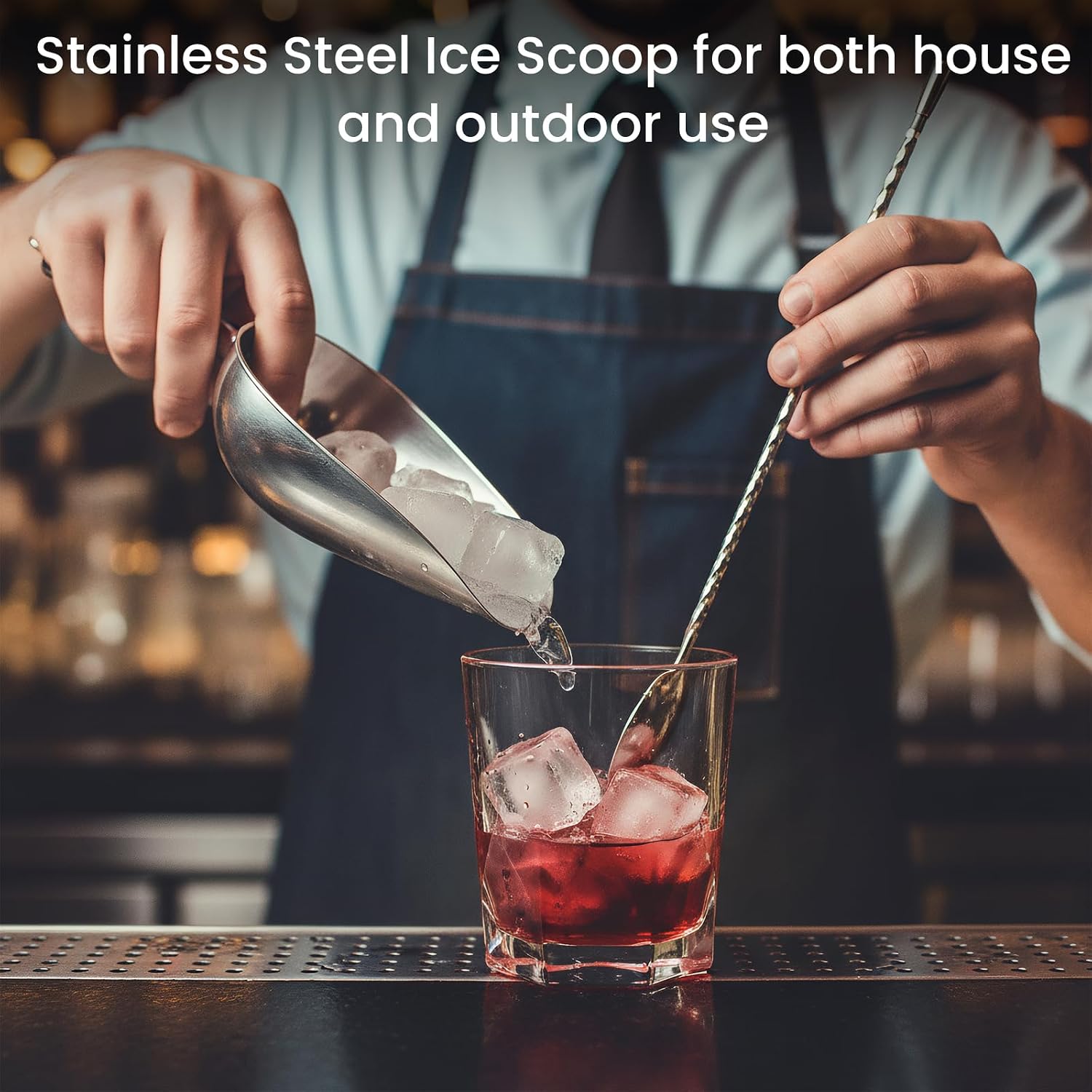 6OZ Metal Ice Scoop for freezer 2-Pack with 2 Magnetic Hooks