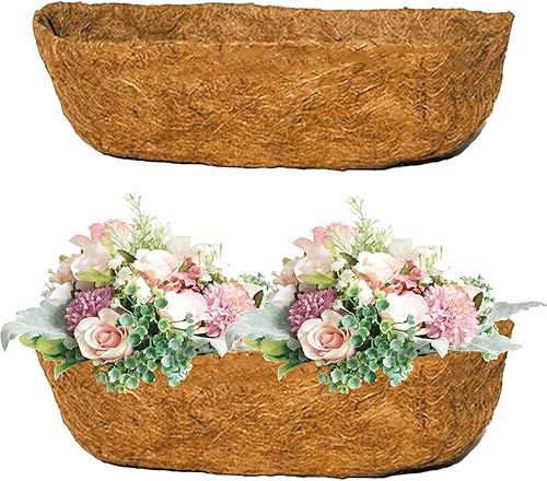 Holly LifePro Forro de fibra de coco de repuesto de 30 pulgadas, 2 forros de cesta para macetas, fibra de coco natural para caja de ventana, maceta