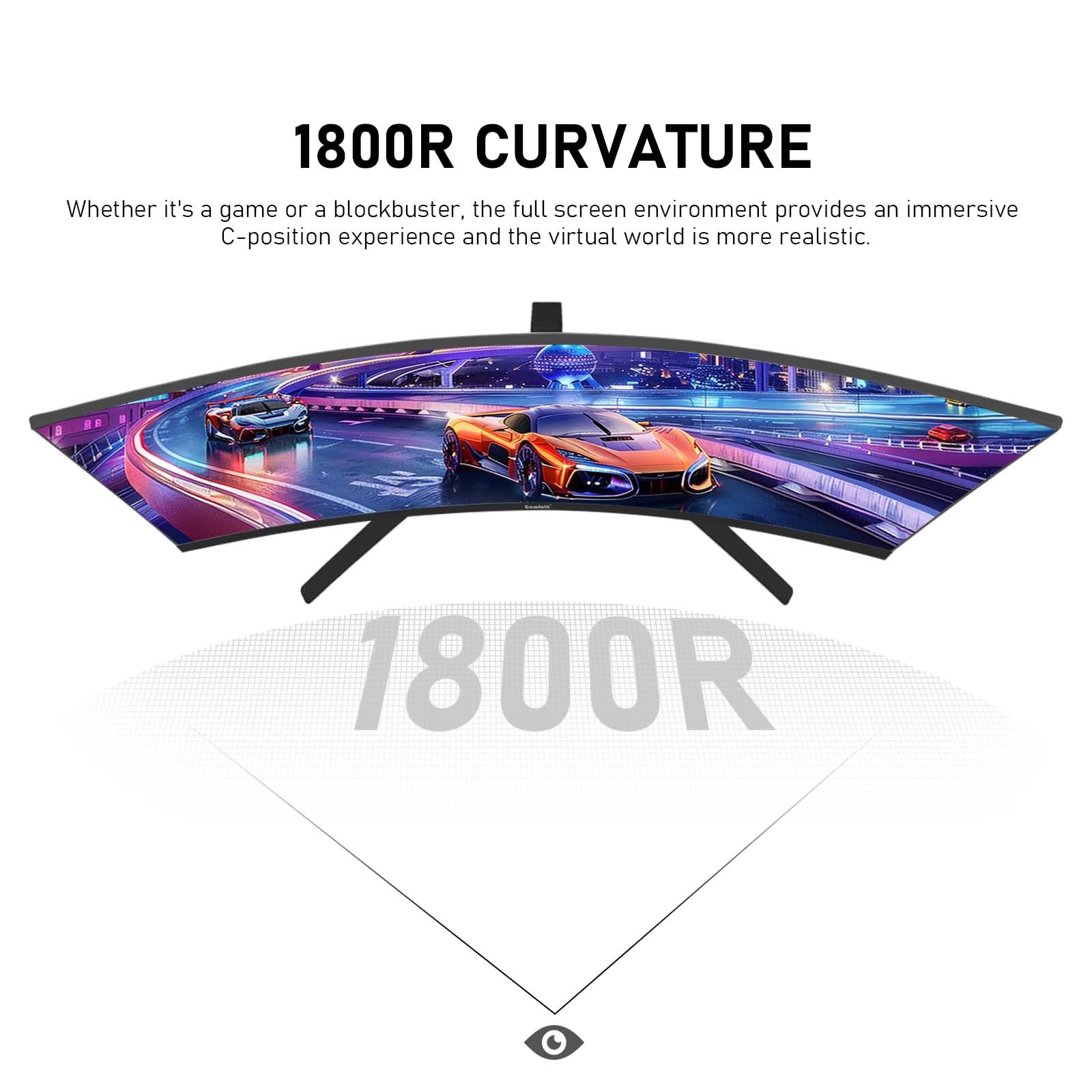 Gawfolk Pantalla de computadora de PC de 27 pulgadas, monitores curvados 1800R para juegos de 250 Hz