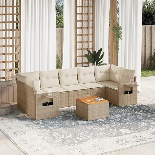8 Piece Patio Outdoor Furniture Sofa Set with Cushions, All-Weather
