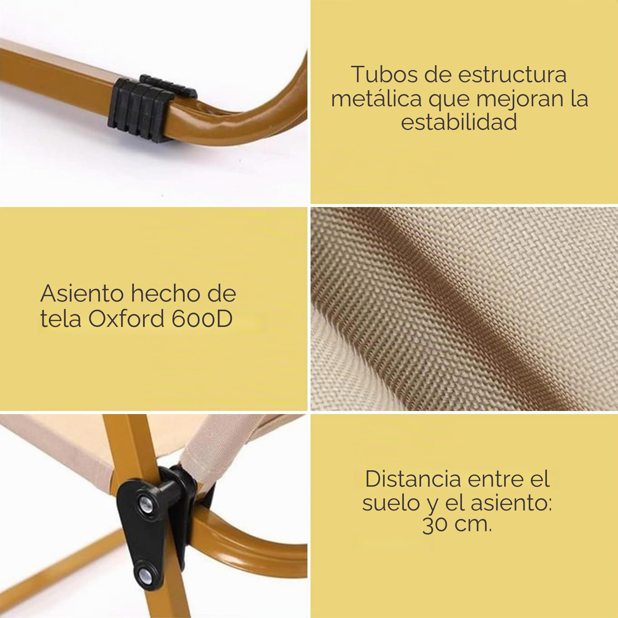 MAGIC SELECT 2 Ud Silla Camping Plegable Aluminio | Silla Picnic Metálica, Para Playa, Glamping, Jardín, Barbacoa, Para Viajes, Excursión, Río, Cualquier Terreno, 75x45x47cm