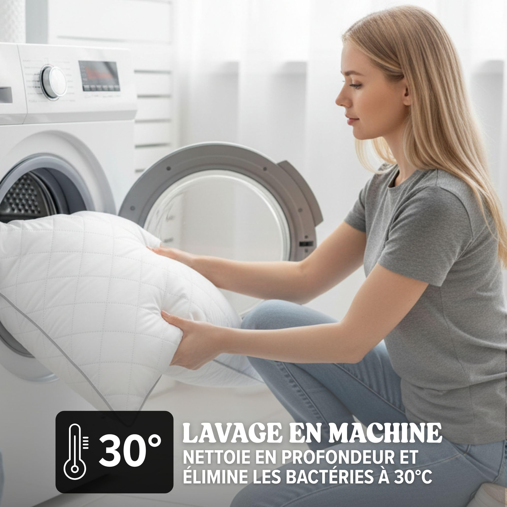 DREAMWAY Oreiller 65x65 cm Lot de 2 Oreillers carrés | Qualité Hôtelière, Respirant et Hypoallergénique, Certifié Oeko-Tex, Indéformable, Adapté à Toutes Les positions de Sommeil