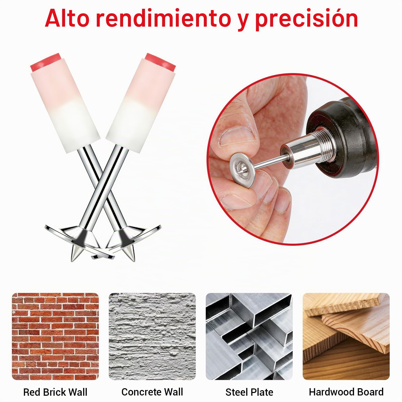 400 piezas Clavos para pistola de clavos, 7,3 mm Clavos para Pistola de Impacto, Acero al Carbono Clavo Redondo Nails para Hormigón, Tejas, paredes