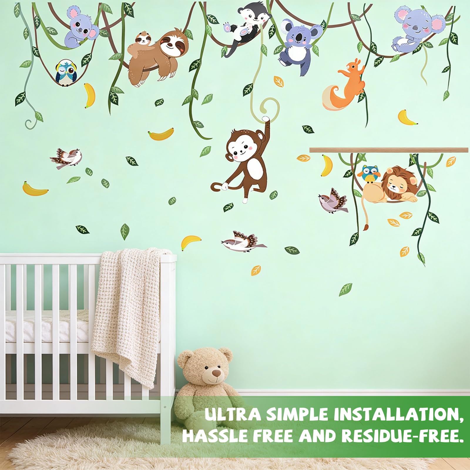 Nursery Wall Stickerss, Forest Animal Tree Wall Stickers, 150x130 cm, Waterproof, can be Used on Walls, Windows, Tiles - Image 2