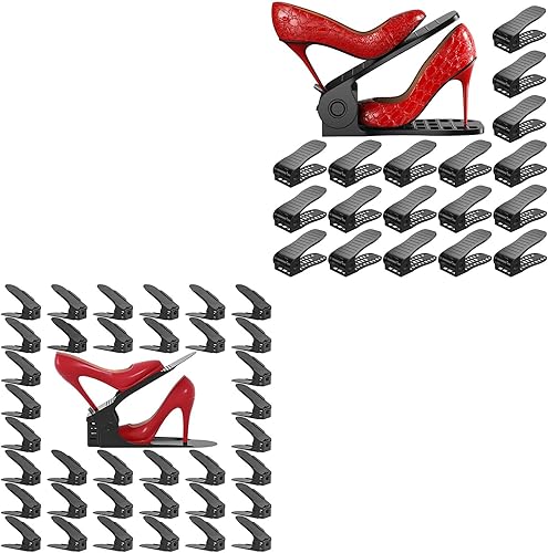 Neprock Paquete de 36 organizadores de ranuras para zapatos (negro) paquete con 16 ranuras gruesas mejoradas para zapatos (negro)