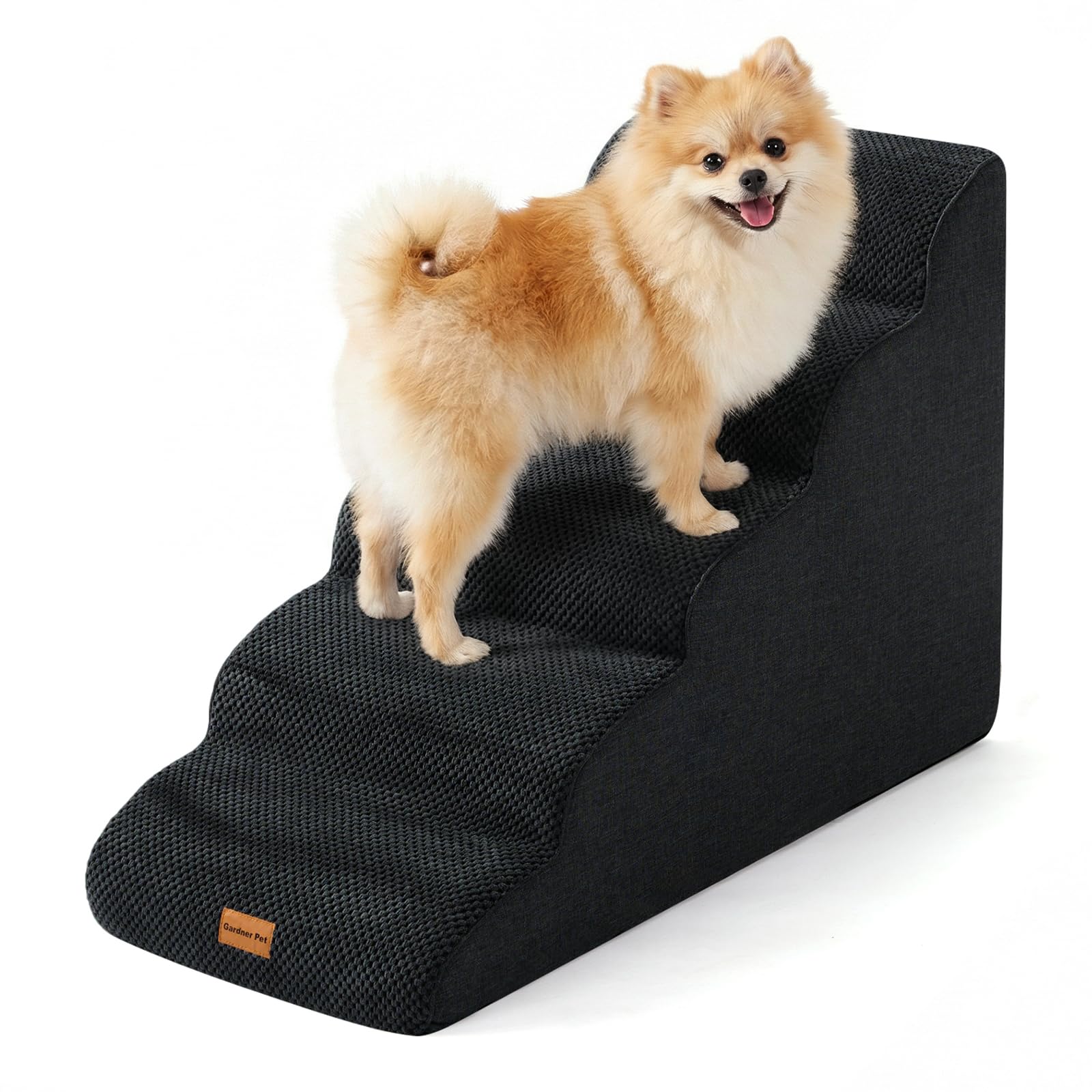 Gardner Pet Escalera para Perros Grade 55cm Alto,5 Escalones-Negro | Espuma de Alta Densidad, Funda Extraíble, Antideslizante, Facilita Acceso a Sofás y Camas