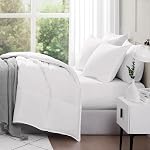Casa Platino Ensemble de consolateurs jumeaux 2 Pièce - blanc - 300 GSM Remplir le poids vers le bas Alternative toutes saisons - Microfibre brossée pré-lavée - Oeko-TEX - Onglets d'angle - 66"×88"