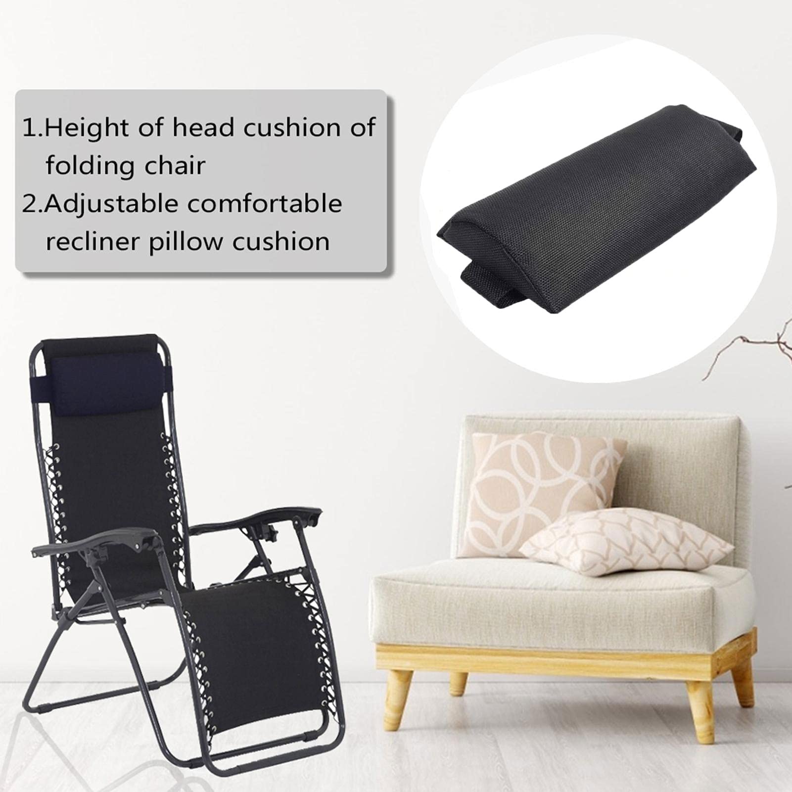 zalati Teslin Coussin inclinable à hauteur réglable pour meubles d'extérieur Noir