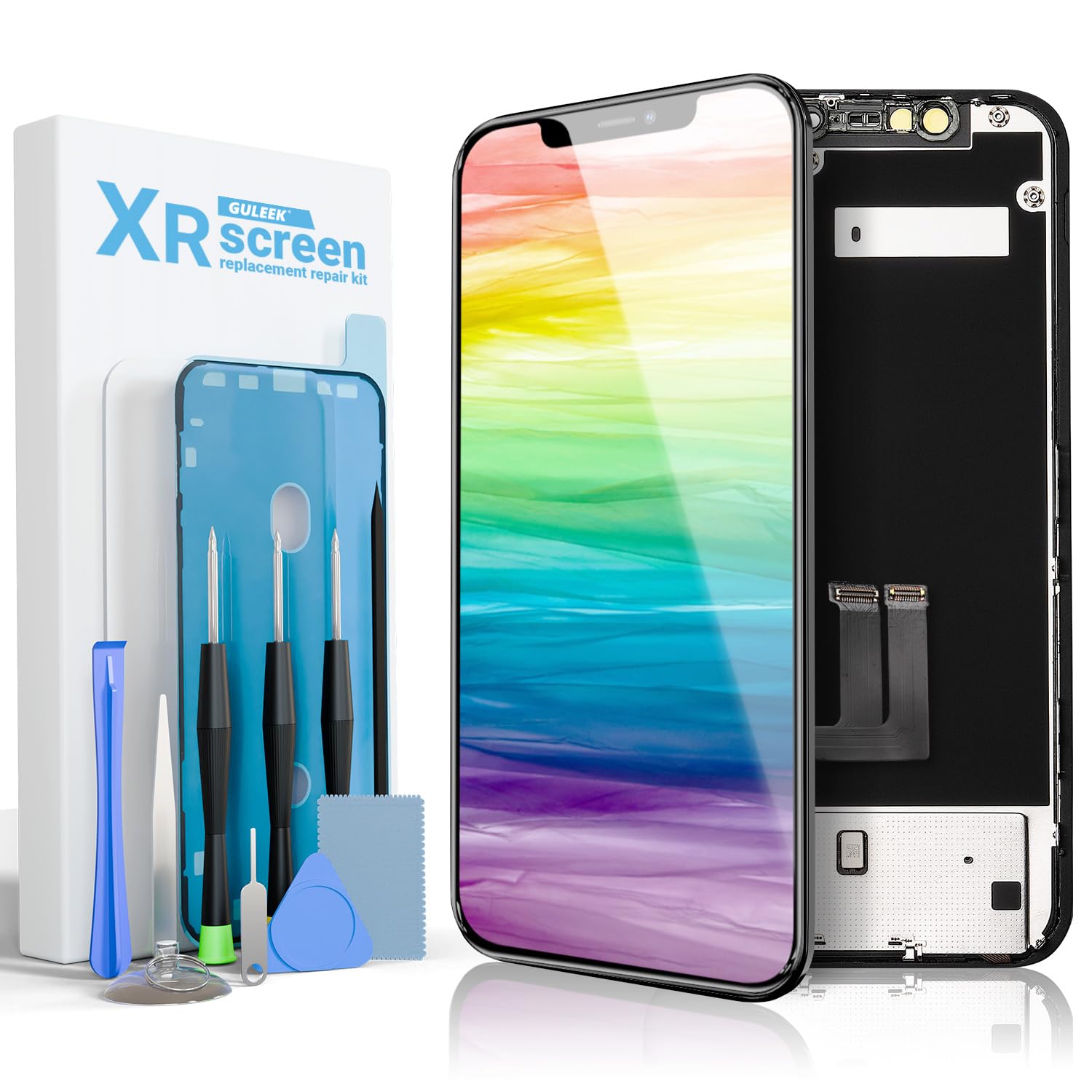 GULEEK Display per iPhone XR Schermo LCD di Ricambio 6,1 Pollici Touch Screen con Vetro Digitizer Montato e Kit di Strumenti per la Riparazione