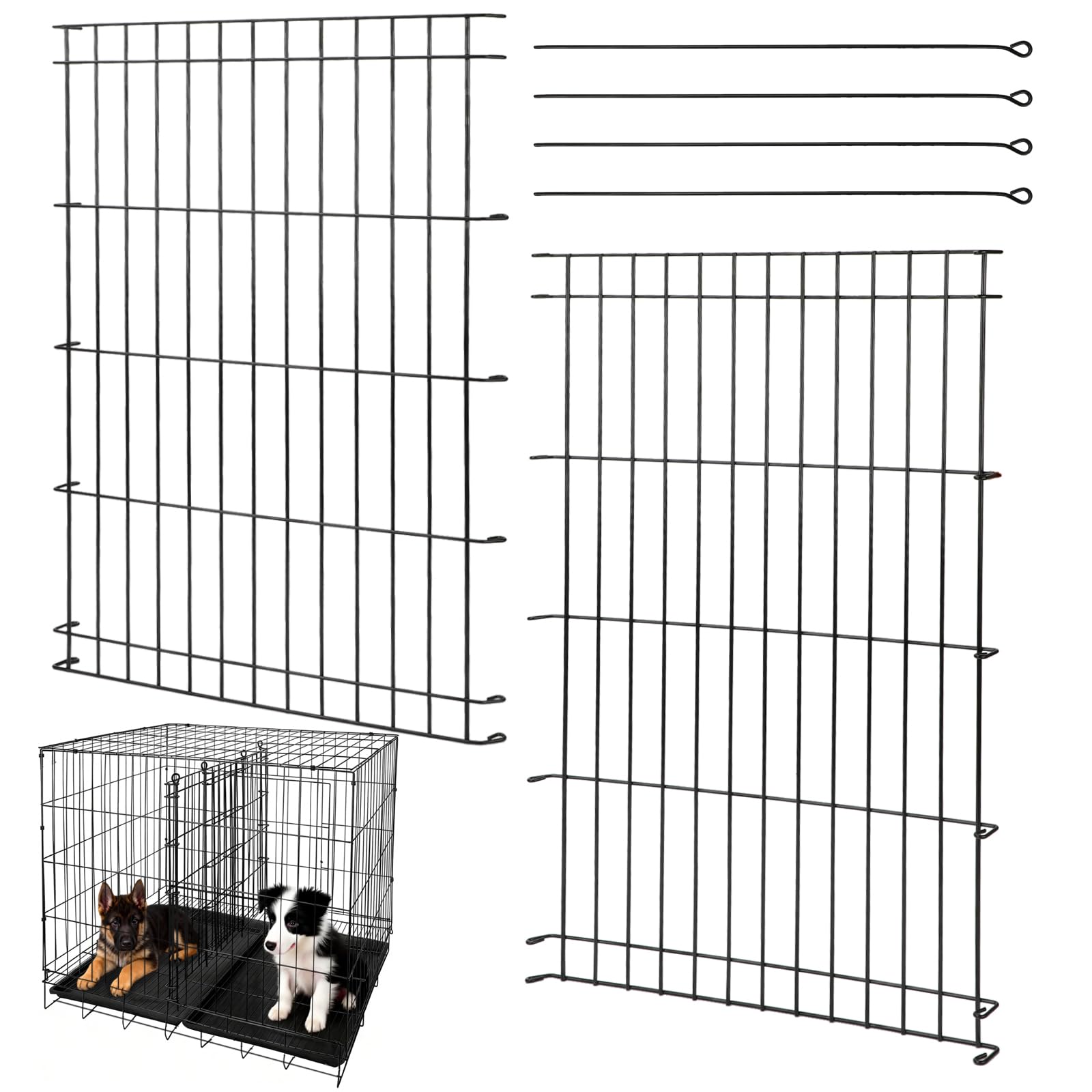 Photo 1 of **BOX DAAMGED*** Dog Crate Divider Panel 2 Pack, 28" H Metal Kennel Divider, Adjustable 18.9"-38.2" Width, Fits 42"-48" Wire Dog Crates, Tool-Free Install for Puppy Training & Anxiety Relief (Crate Not Included)
