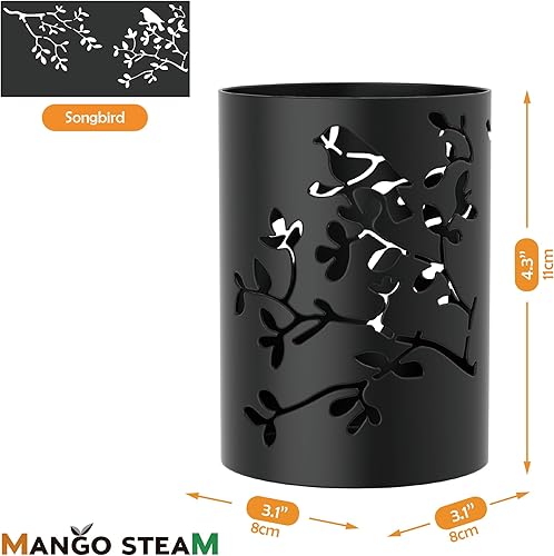 Miniatura 3 de Mango Steam Soporte de metal para bolígrafo, soporte para escritorio, organizador de vasos para oficina, aula, hogar (blanco, pájaro)
